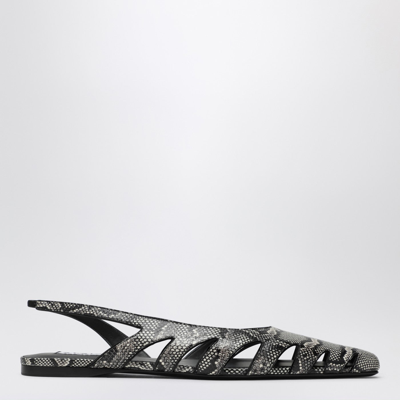 Slingback ballerinas in python-effect printed leather