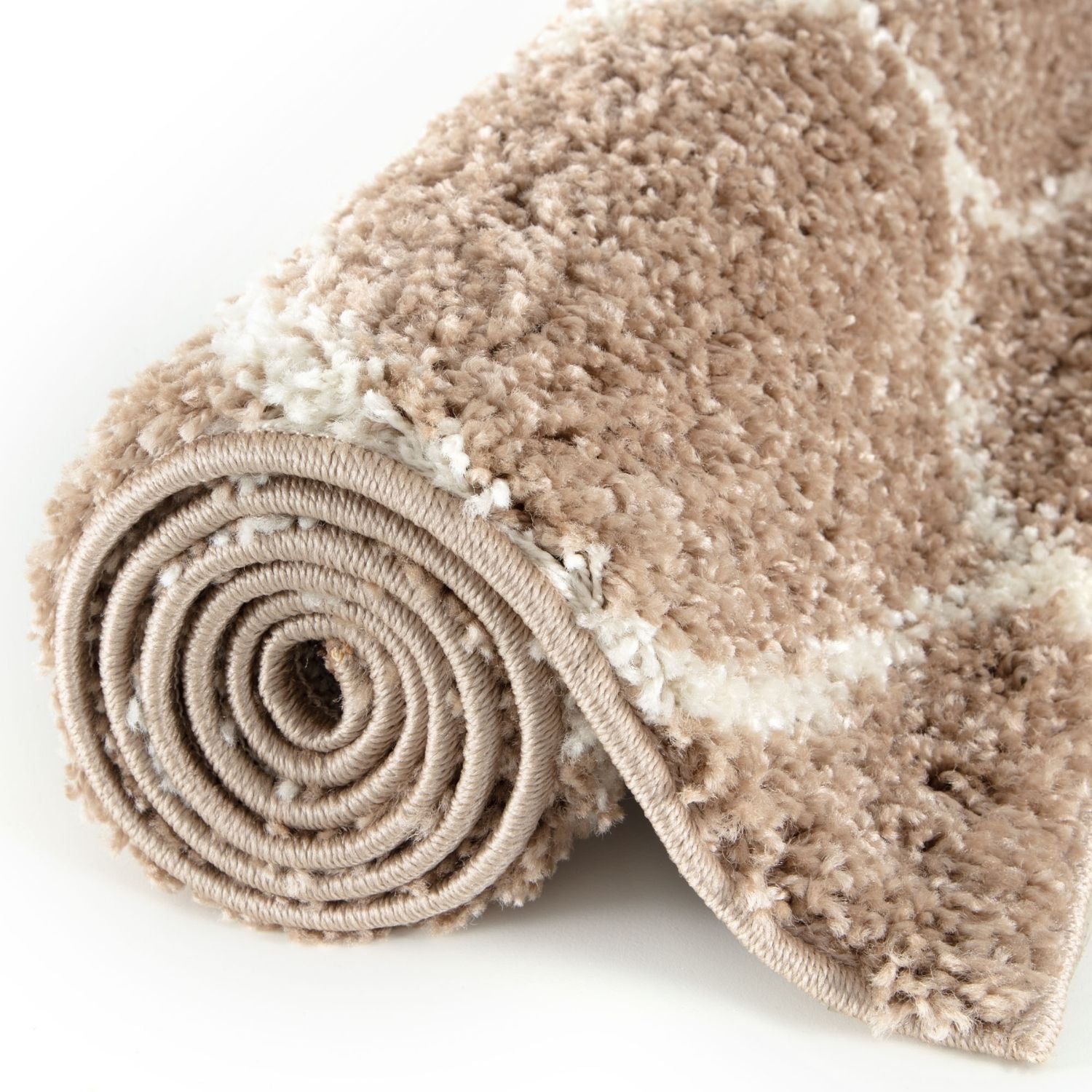 THE RUGS Unisex Moroccan Soft High Pile Shaggy Trellis Rugs & Runners Living Room in Beige | : x 150c