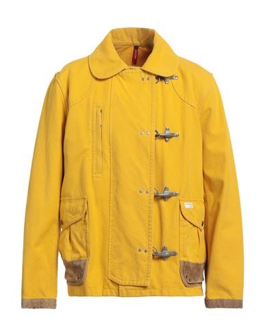 Man Jacket Marigold Size L Cotton, Cow leather