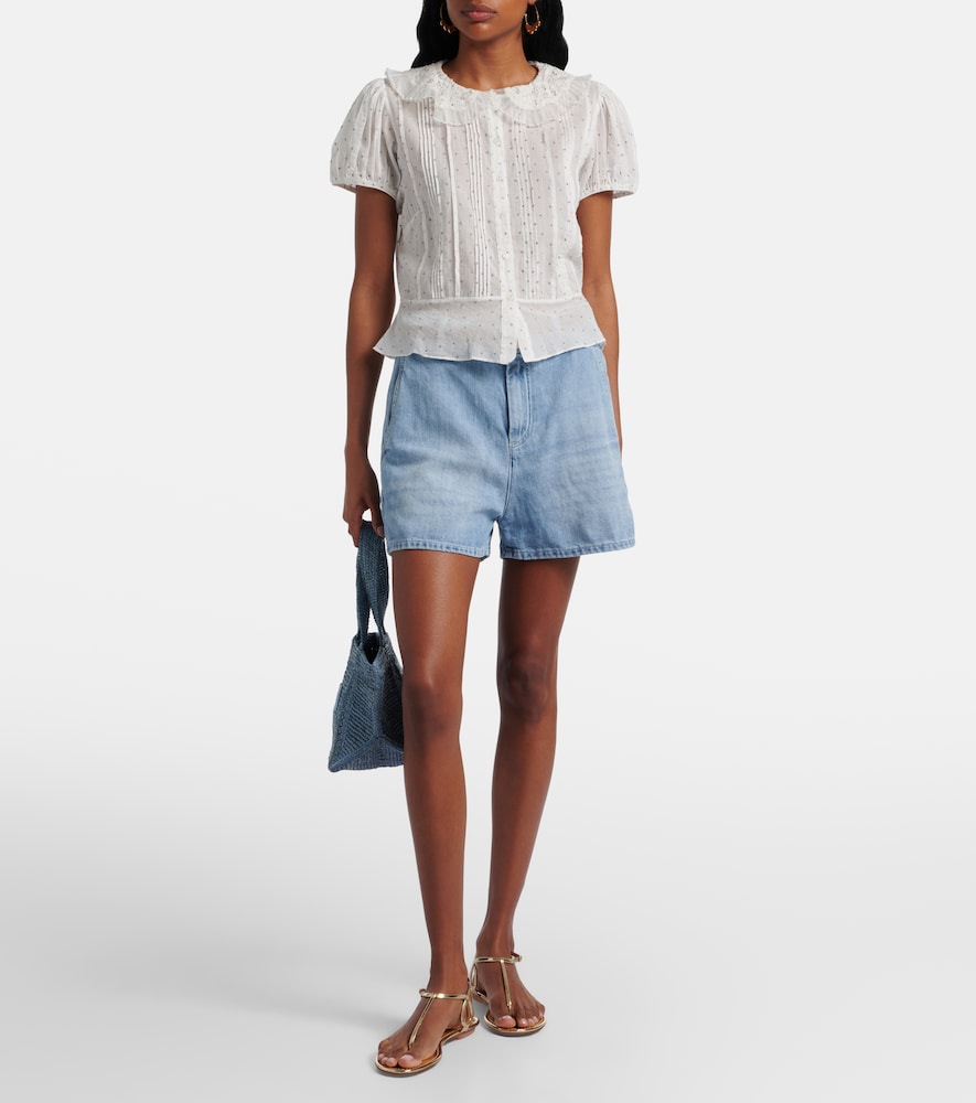 Cotton and linen denim shorts