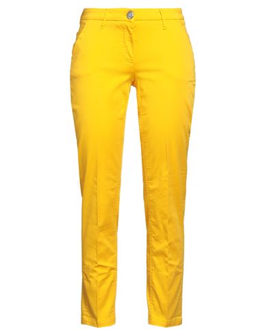 Woman Pants Yellow Size 28 Cotton, Elastane