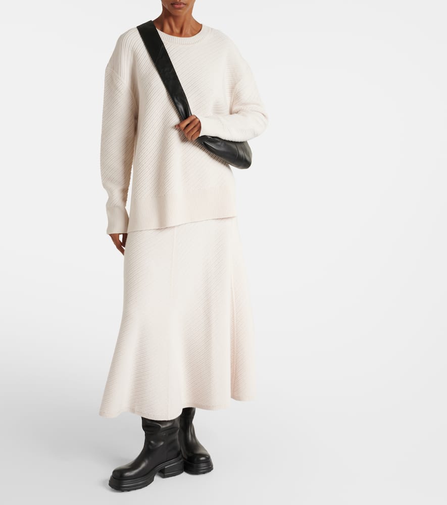 Joseph Ribbed-knit wool-blend midi skirt