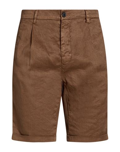 Man Shorts & Bermuda Shorts Brown Size 28 Linen, Cotton, Elastane