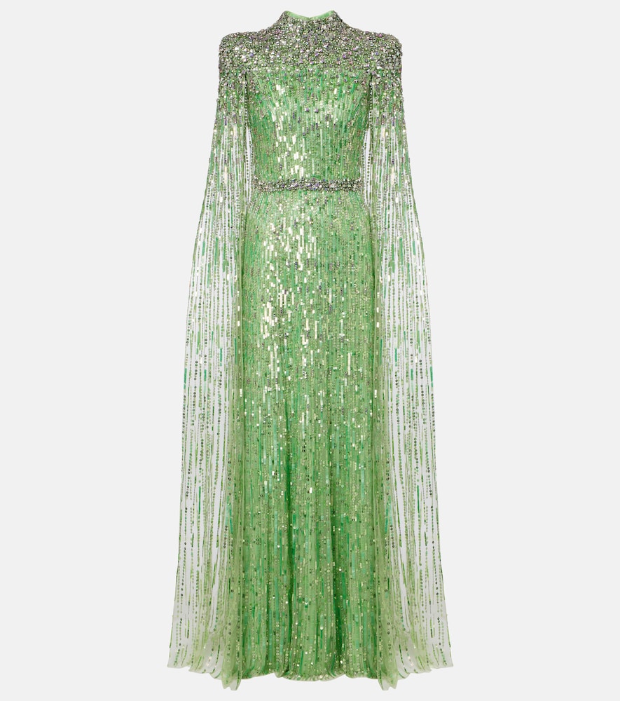 Opera embellished caped gown