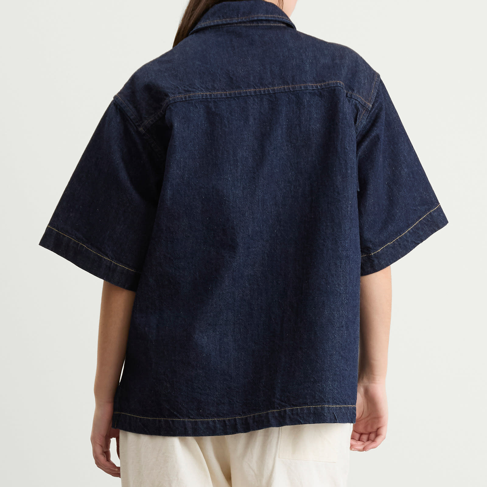 Women's Okinawa Denim Short Sleeve Shirt Blue