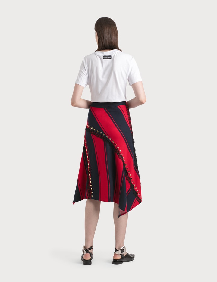 Stripy Asymmetrical Midi Skirt
