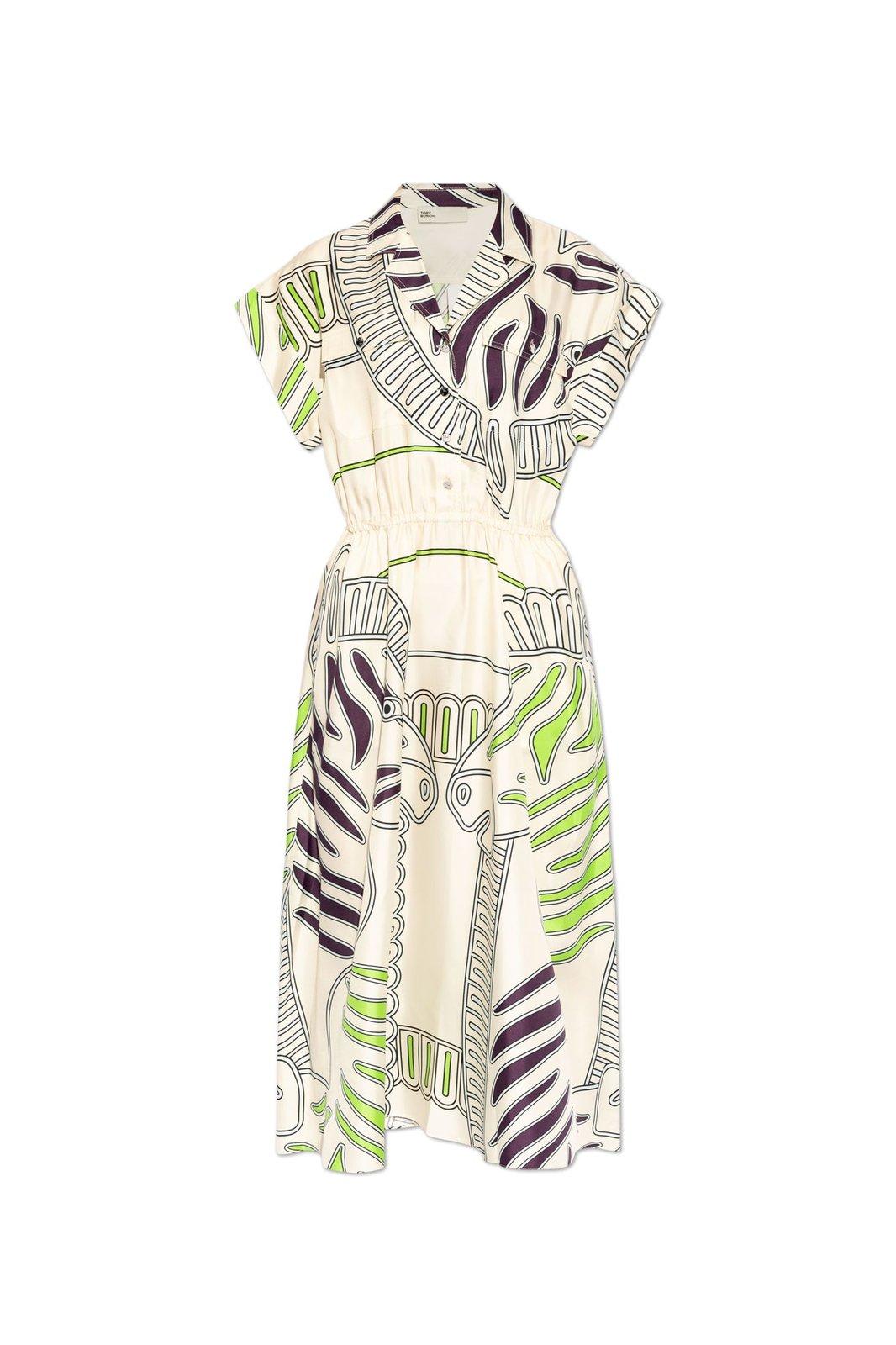 Printed silk twill shirtdress - Neutrals
