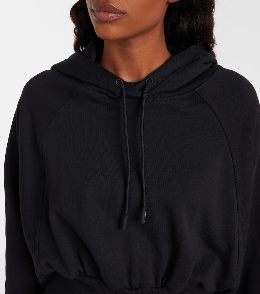 Cropped cotton jersey hoodie
