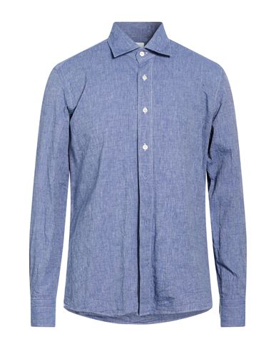 Man Shirt Blue Size 17 Cotton, Linen