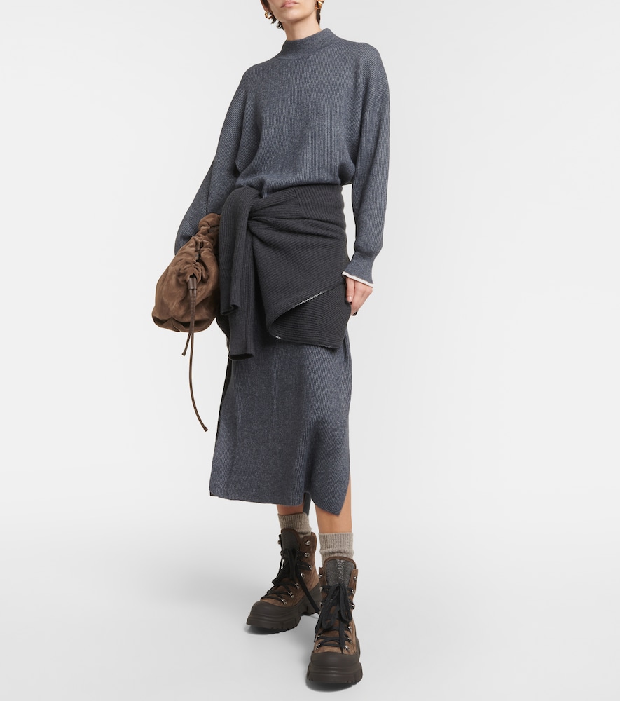 Ribbed-knit cotton and alpaca midi dress