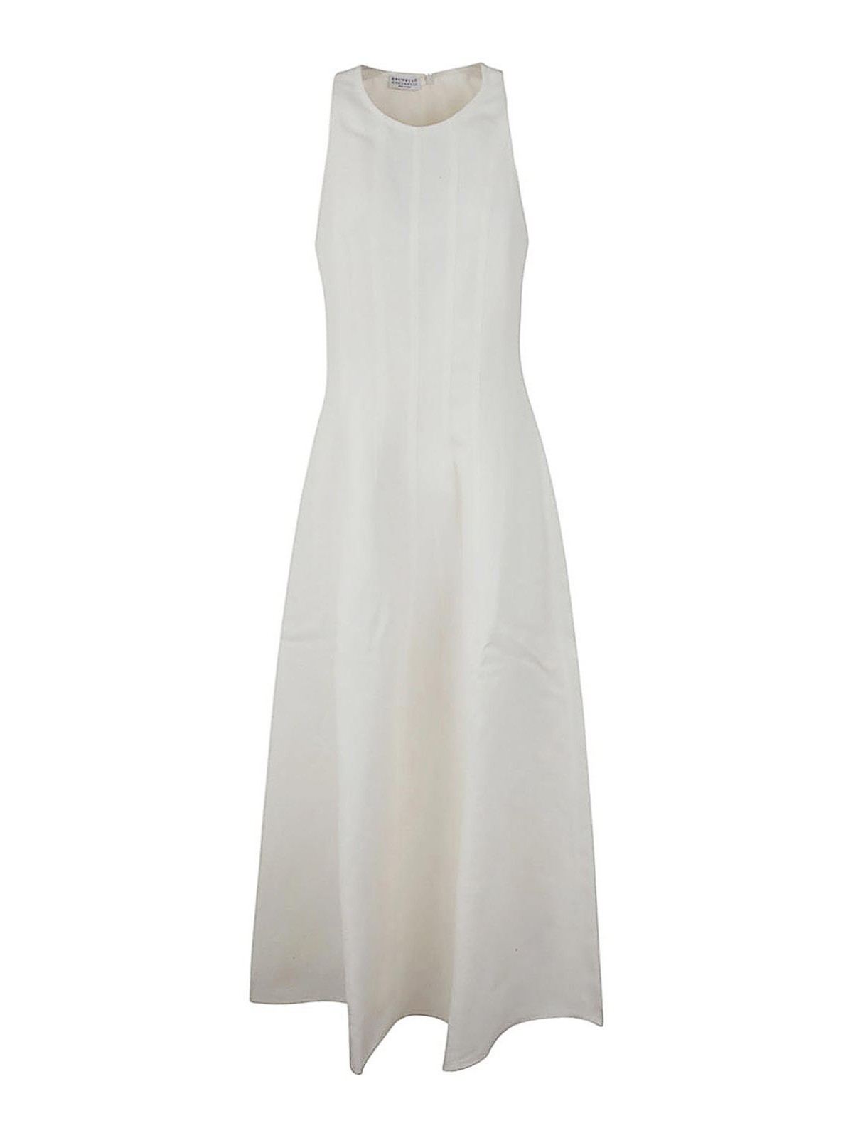 Pleated sleeveless maxi dress - White