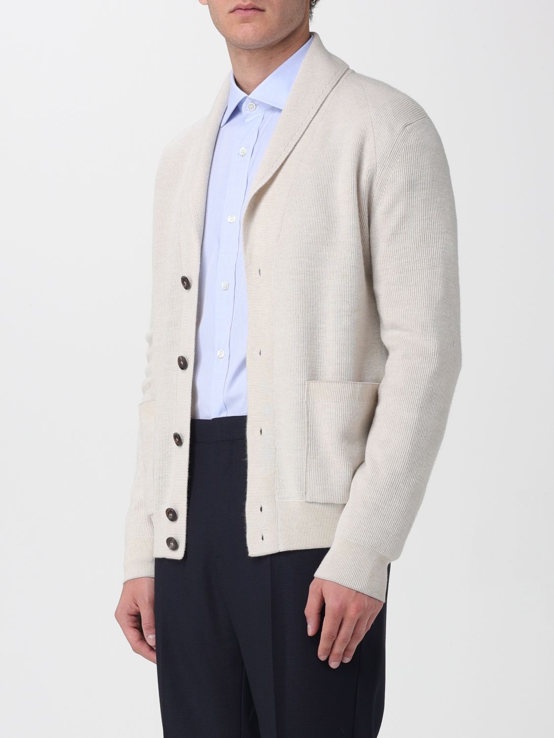 Cashmere-wool cardigan - Neutrals