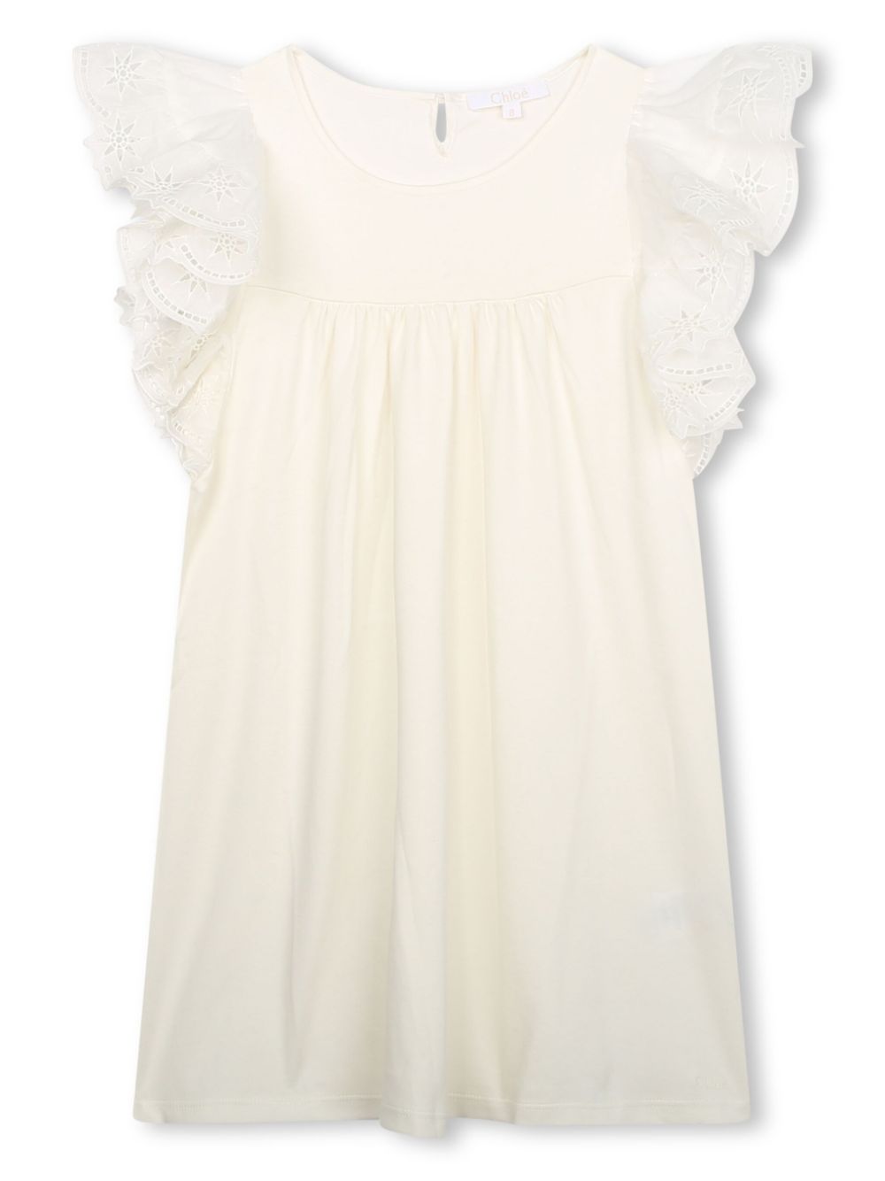 Broderie-anglaise pleated dress - White