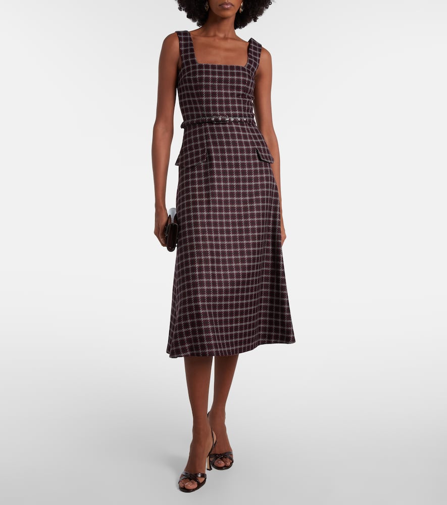 Petra houndstooth wool-blend midi dress