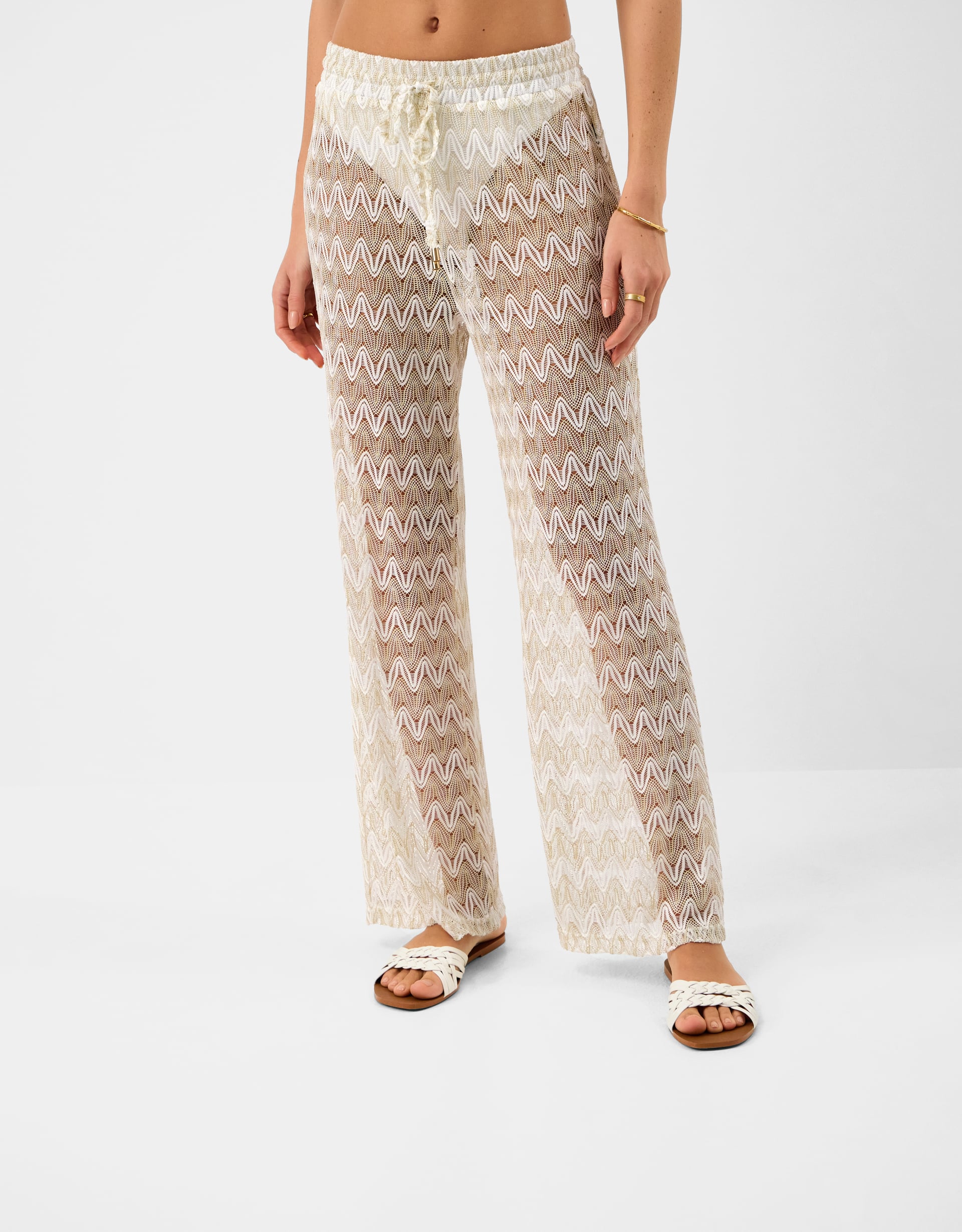Crochet Wide Leg Beach Trousers White