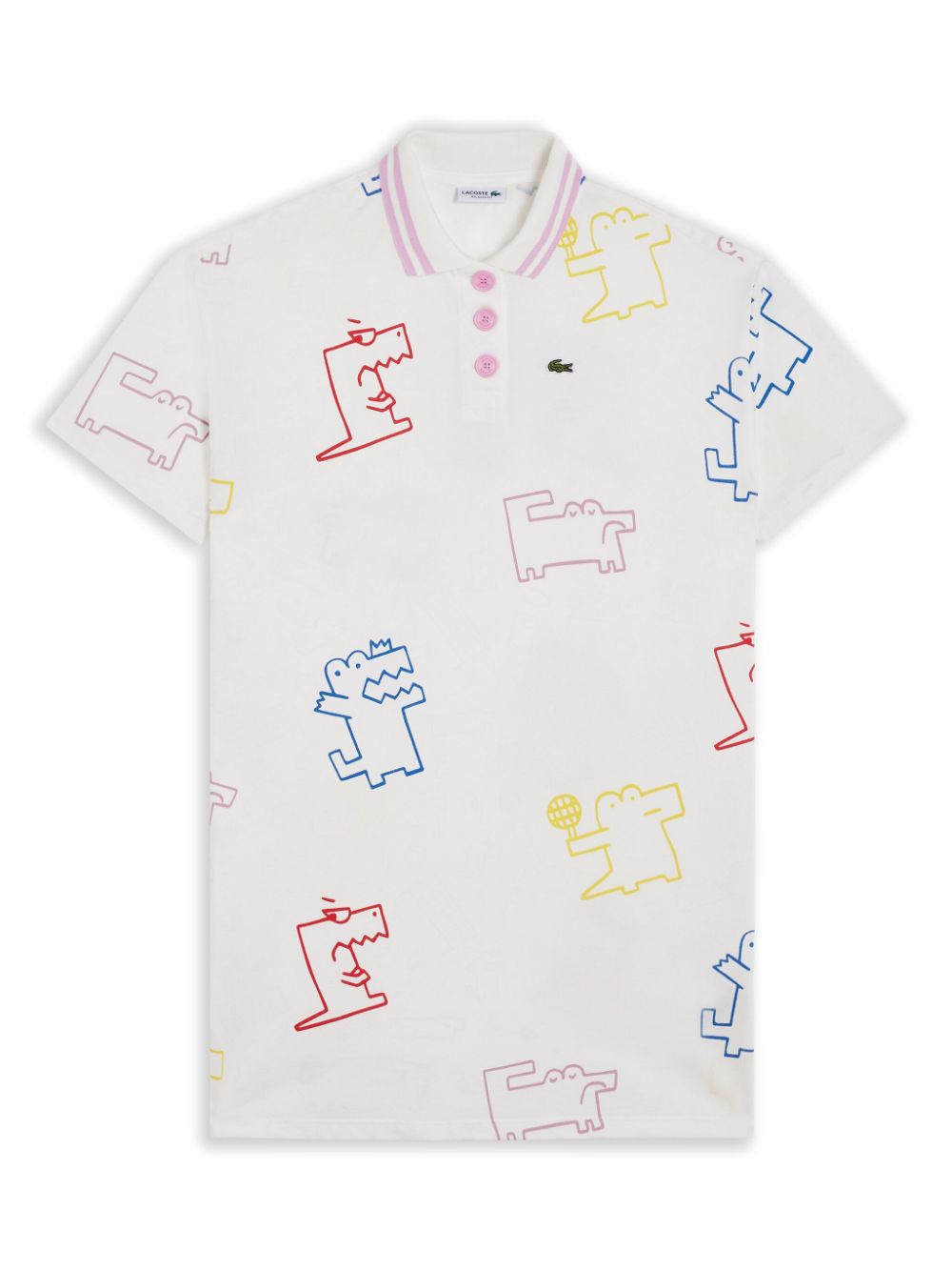 Cartoon Crocodiles polo dress - White