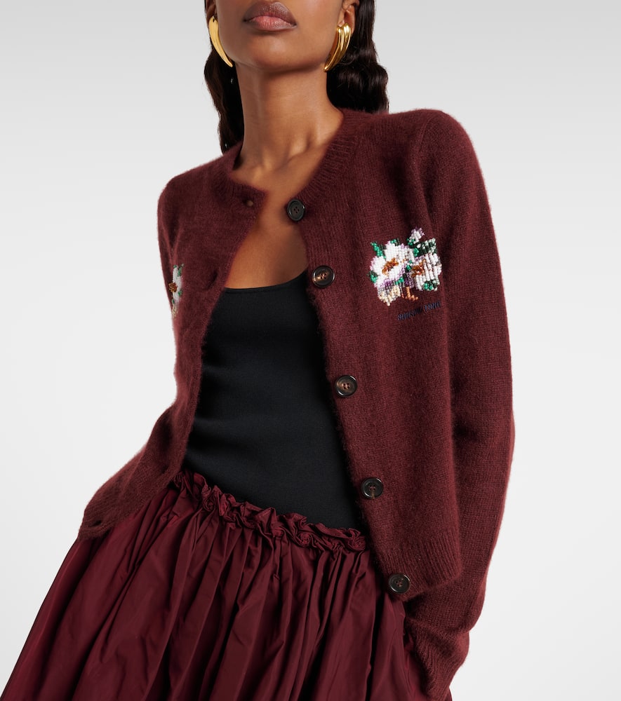 Beaded cashmere and cotton cardigan