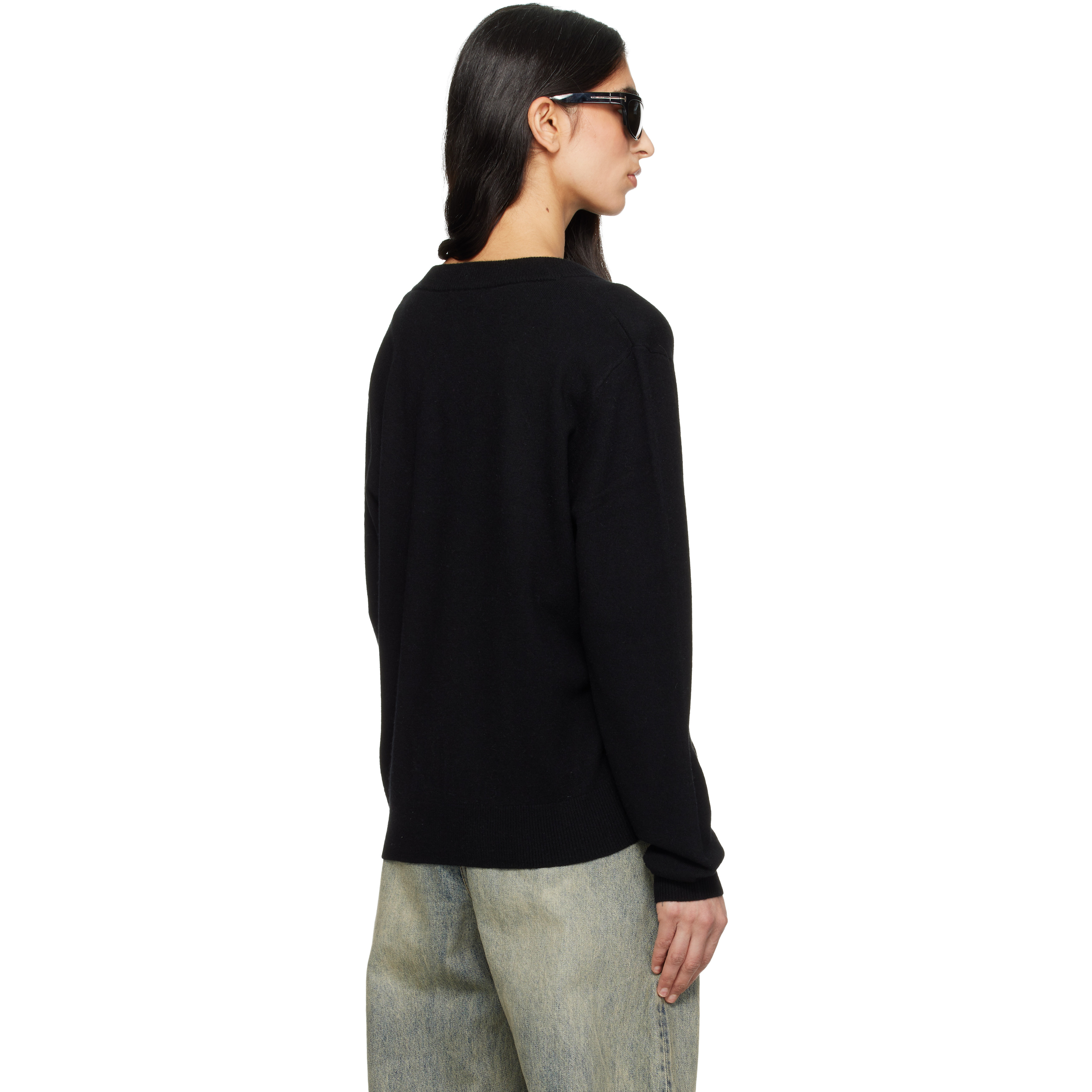 Black Knit V Neck Sweater