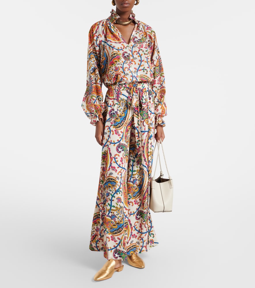 Paisley pleated maxi skirt