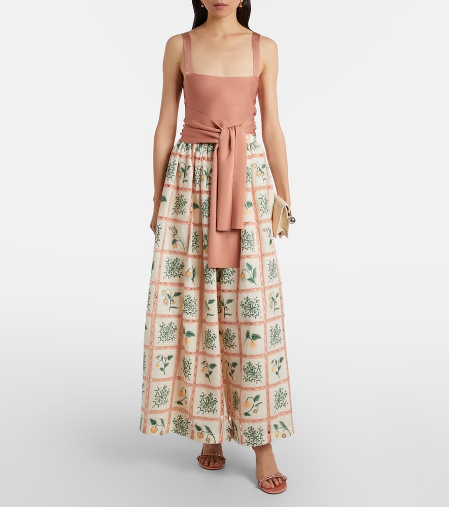 Tangelo floral cotton maxi skirt