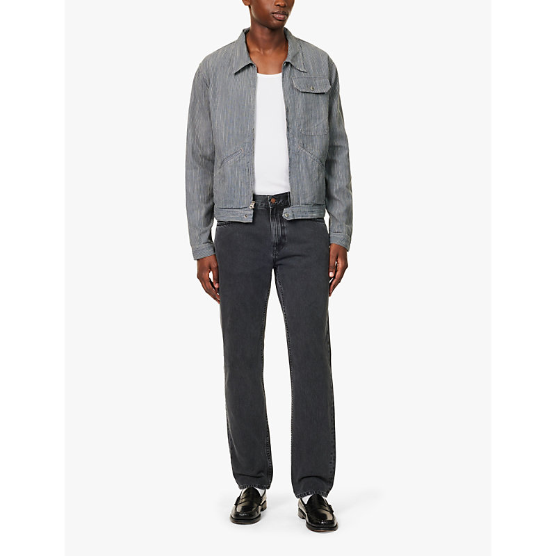Mens Black Cliffs Gritty Jackson Brand-tab Straight-leg Regular-fit Denim