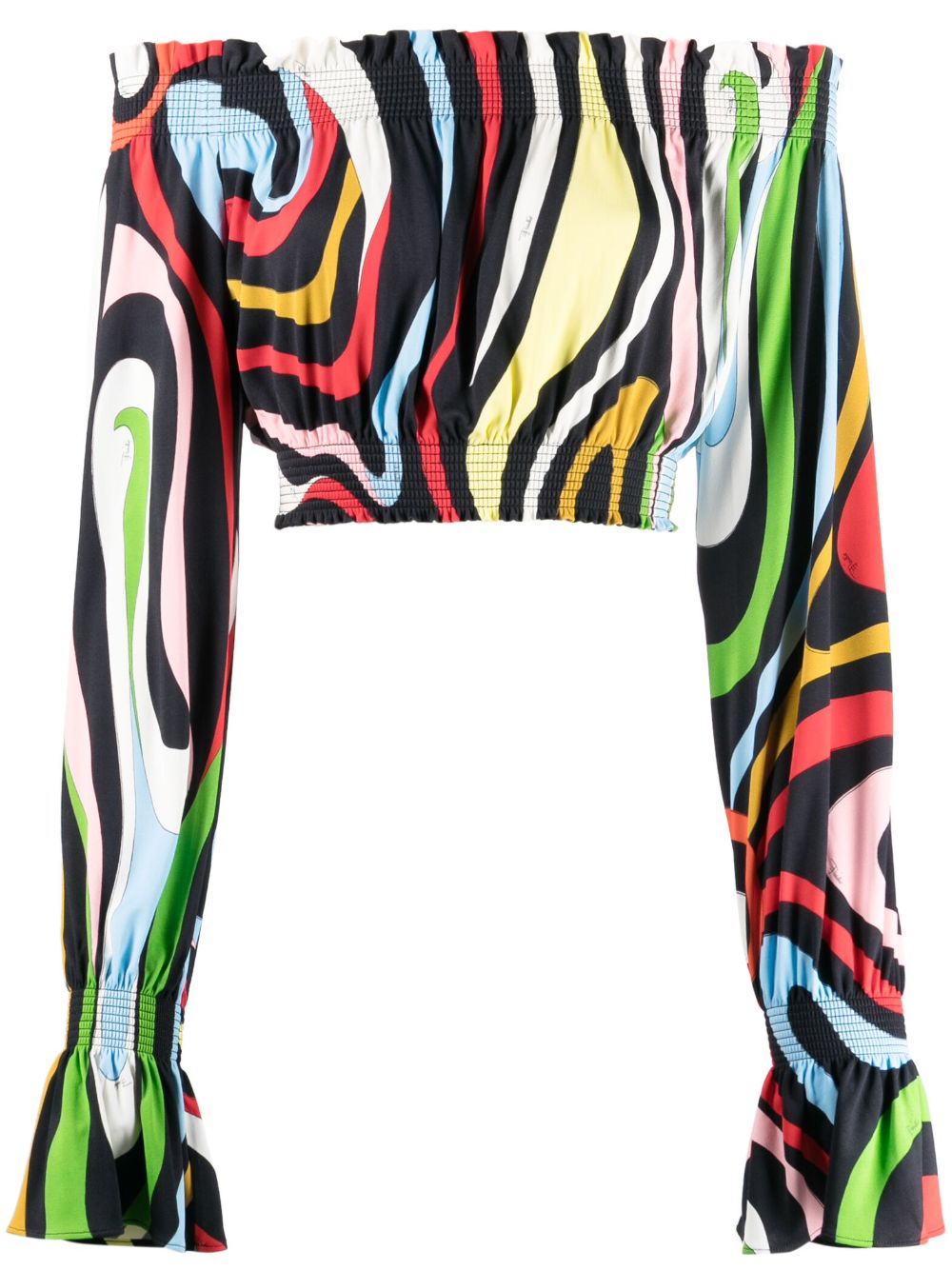 Marmo-print crop top - Black