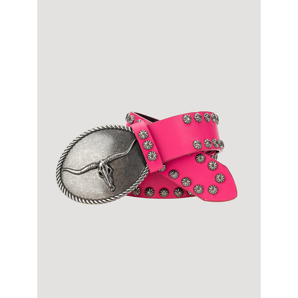 Women's Steer Head Studded Belt in Pink