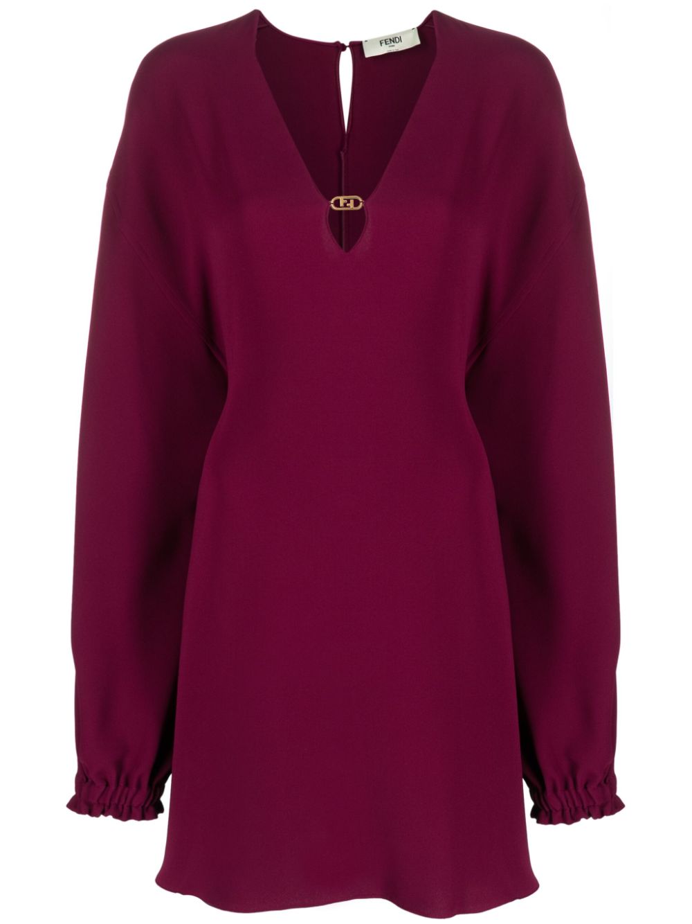 Cady logo-plaque silk minidress - Red