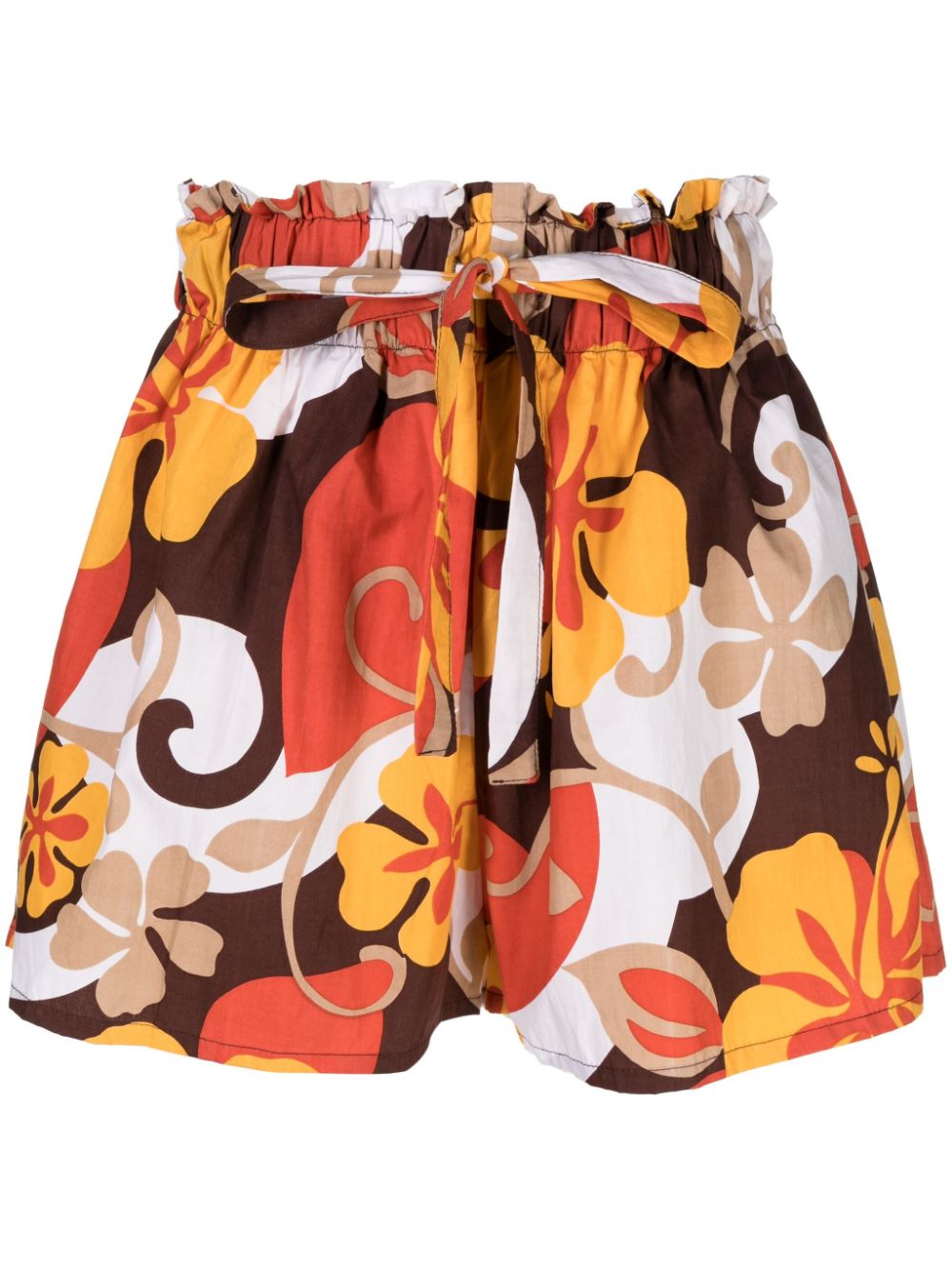 Paperbag-waist cotton shorts - Multicolour