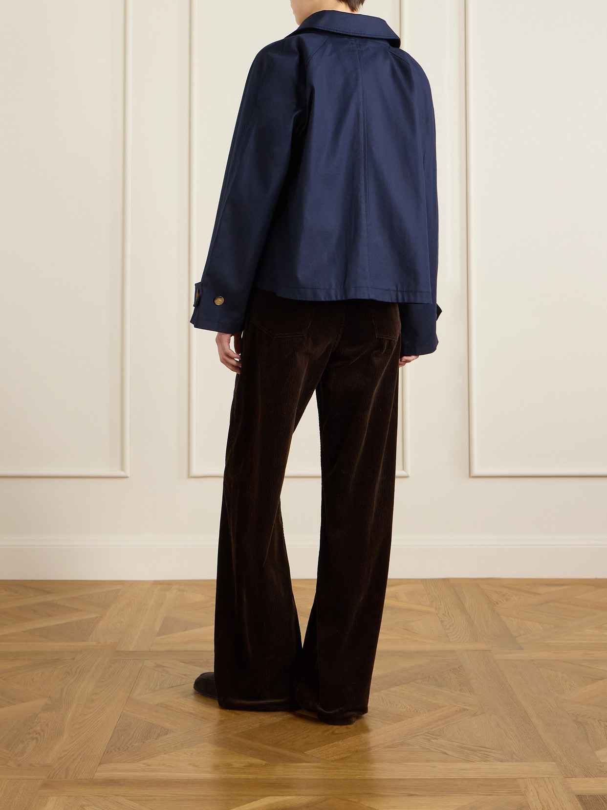 Embroidered Cotton-gabardine Jacket - Blue
