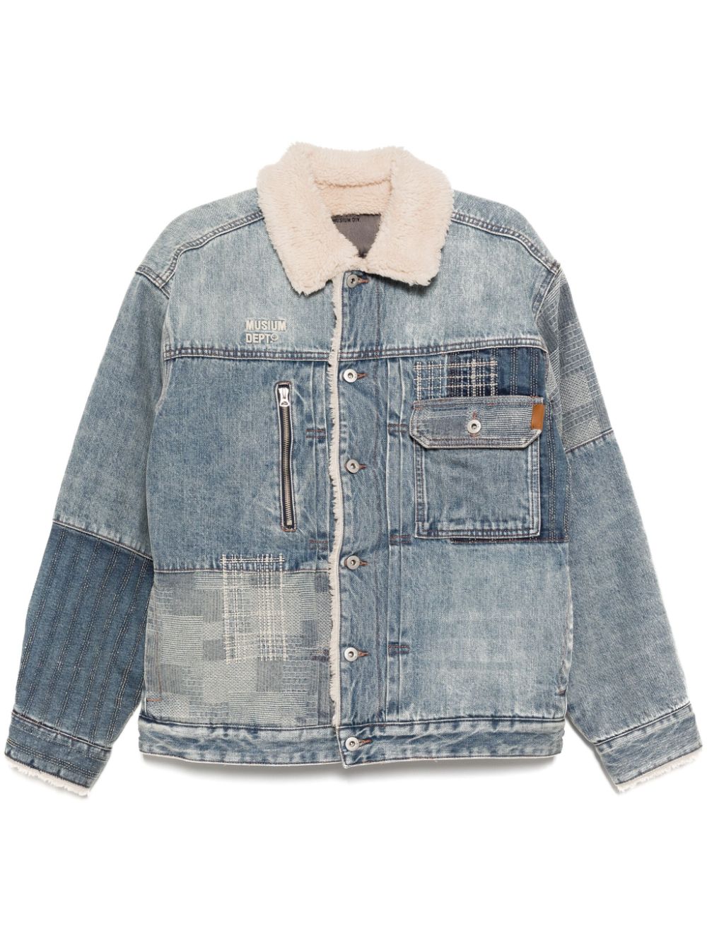 Logo-embroidered denim jacket - Blue