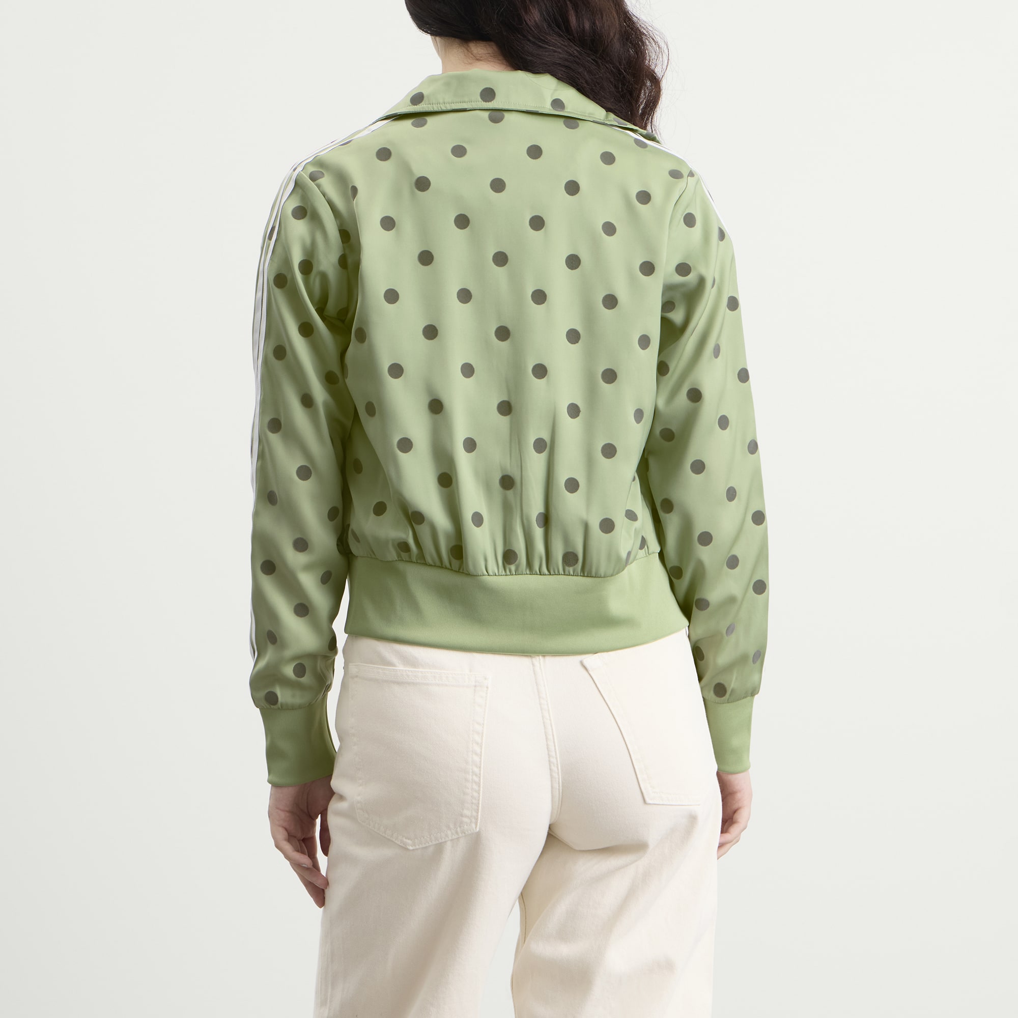 Women's Satin Polka Dots Track Top in Magic Lime