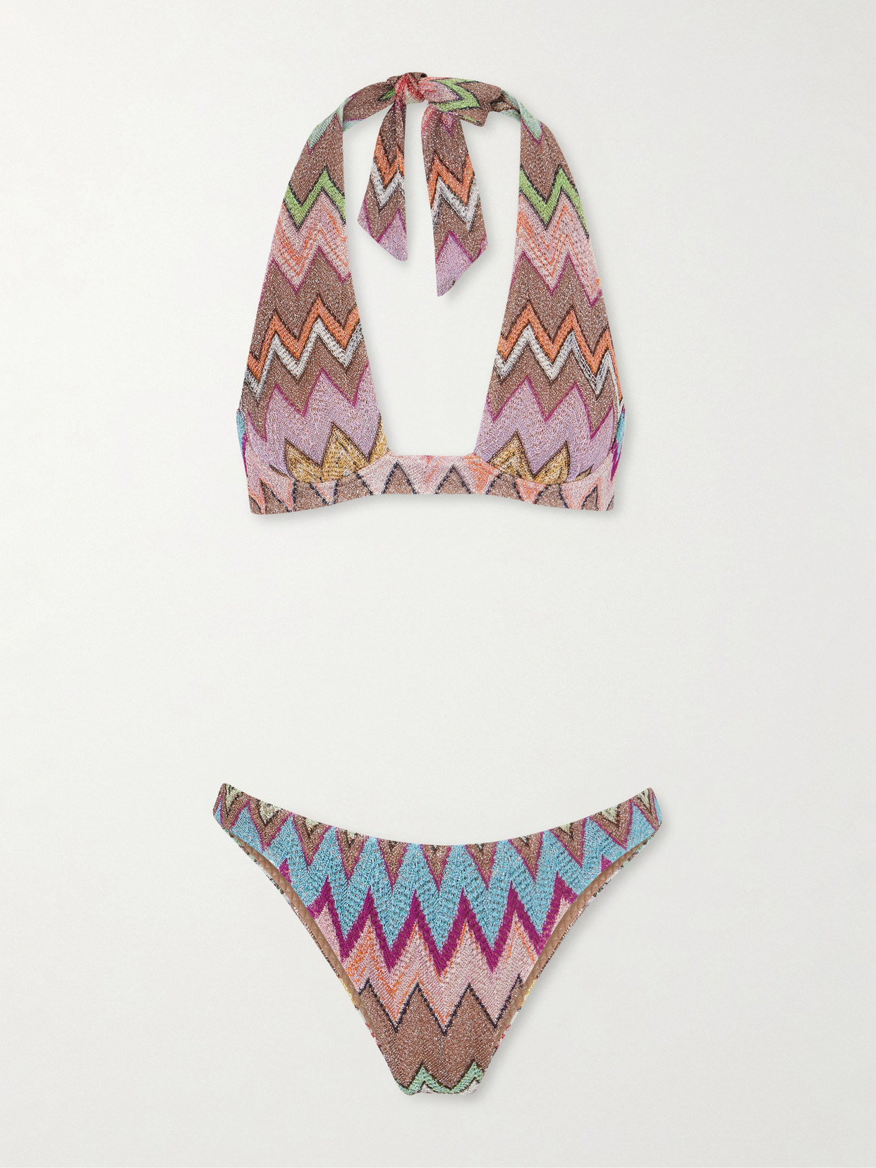 Mare Striped Metallic Crochet-knit Bikini - Multi