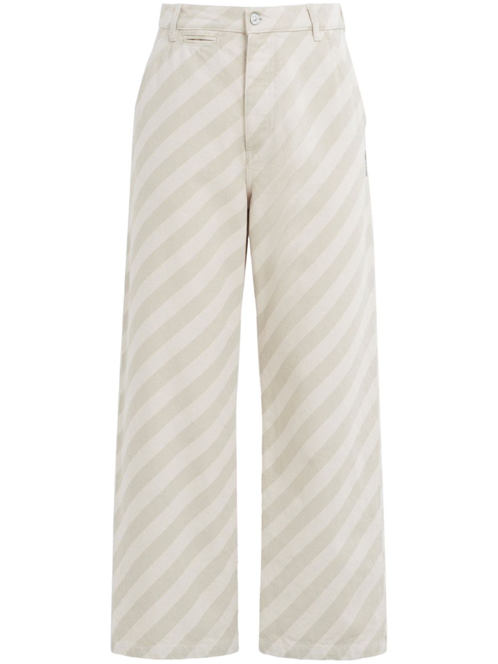 Striped cotton trousers - Neutrals