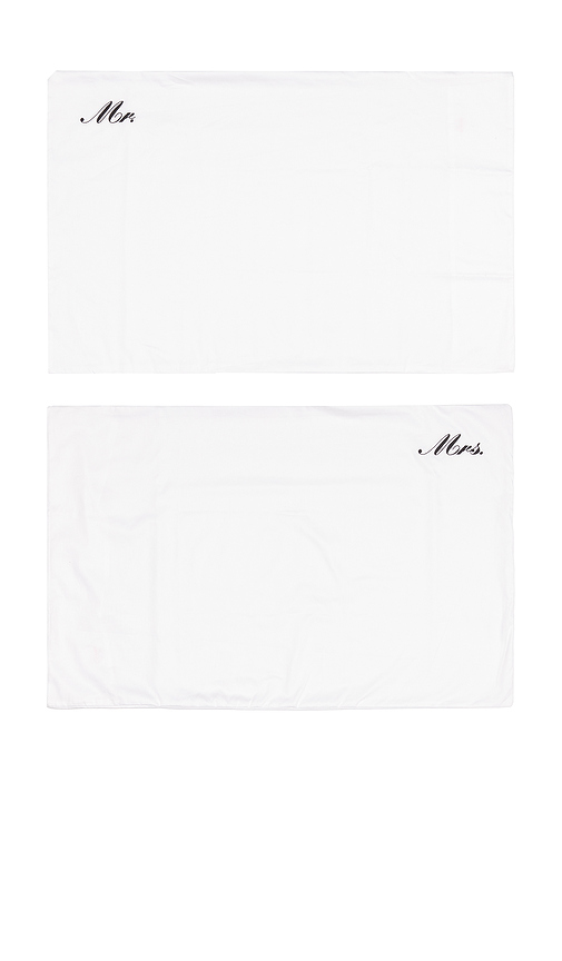 Abbode LOT DE TAIES D'OREILLER MR MRS MR MRS CORNER PILLOWCASE SET en White