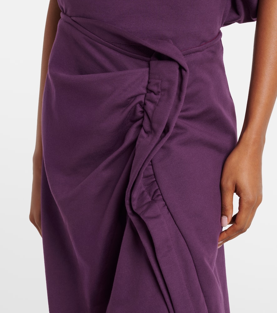 Ruffled cotton jersey midi skirt
