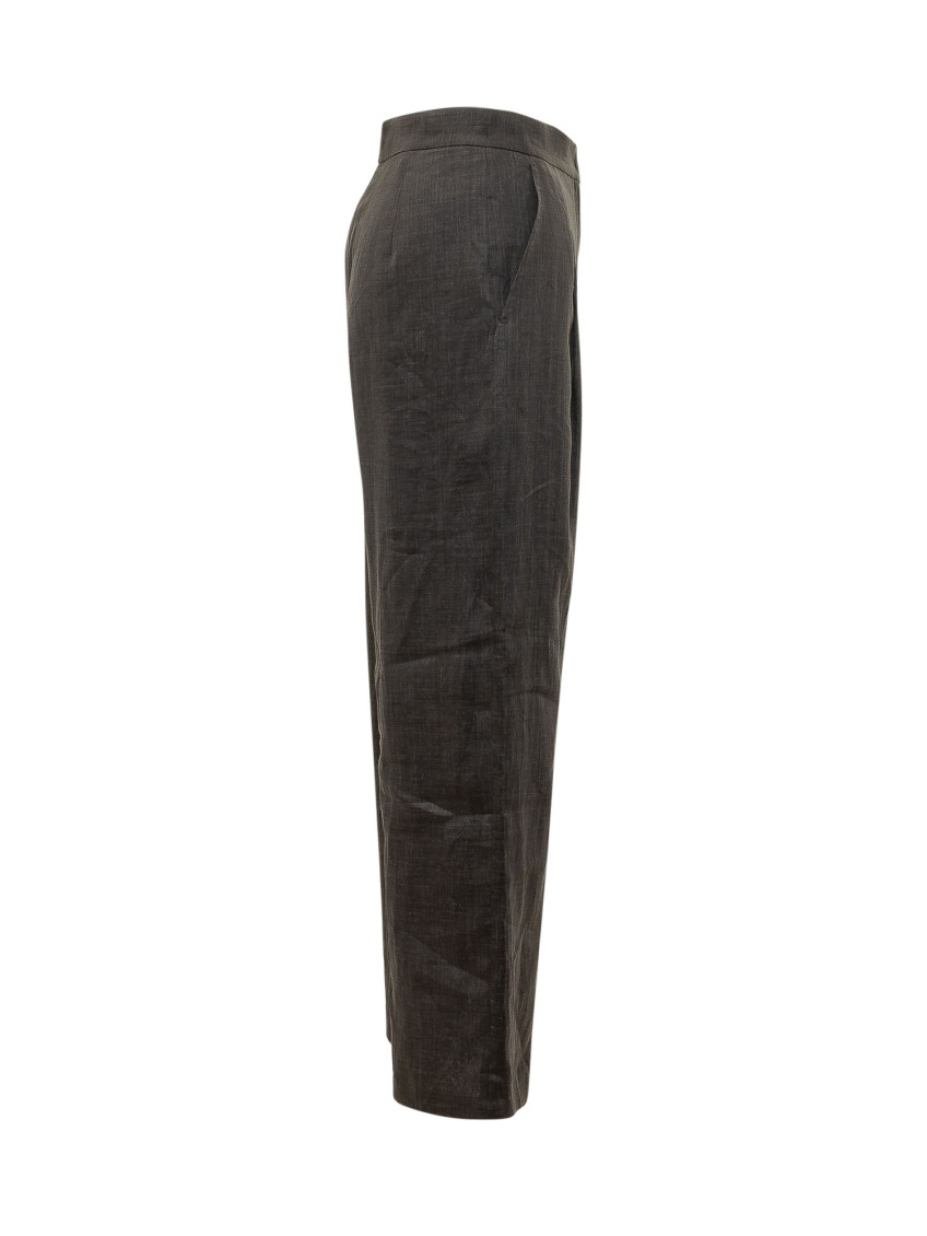 Black Relaxed Flat Front Pants