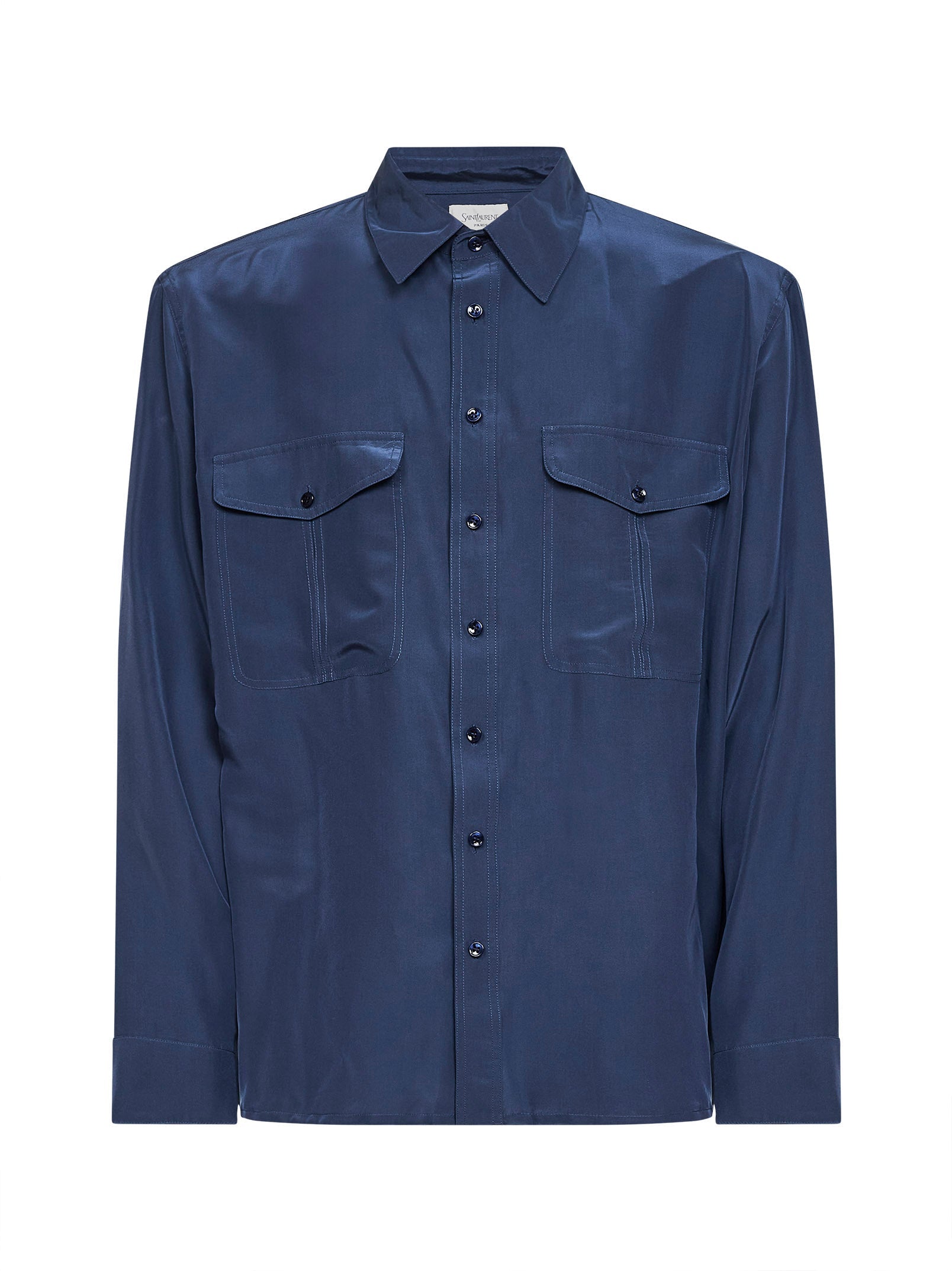Viscose-Silk Blend Shirt — Blue