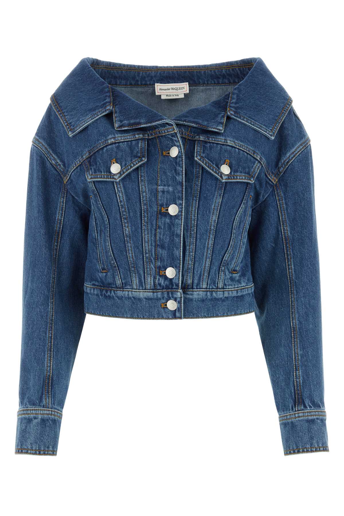 Cropped Denim Denim Jacket — Blue