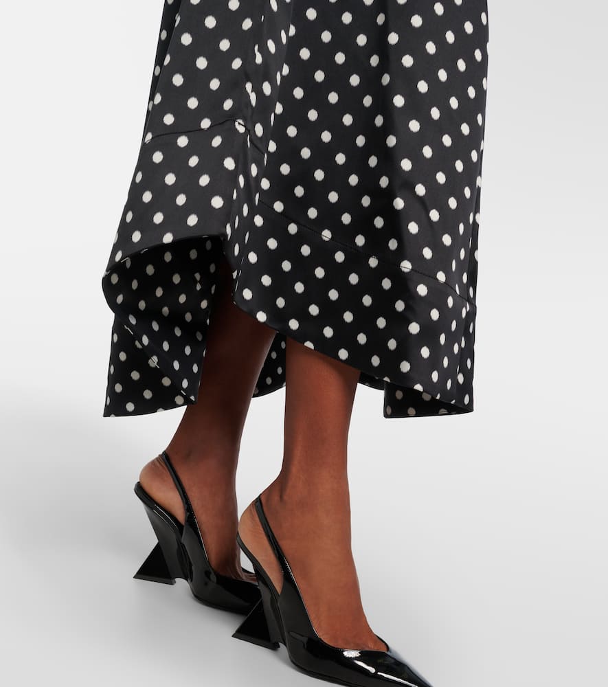 Polka-dot satin maxi skirt