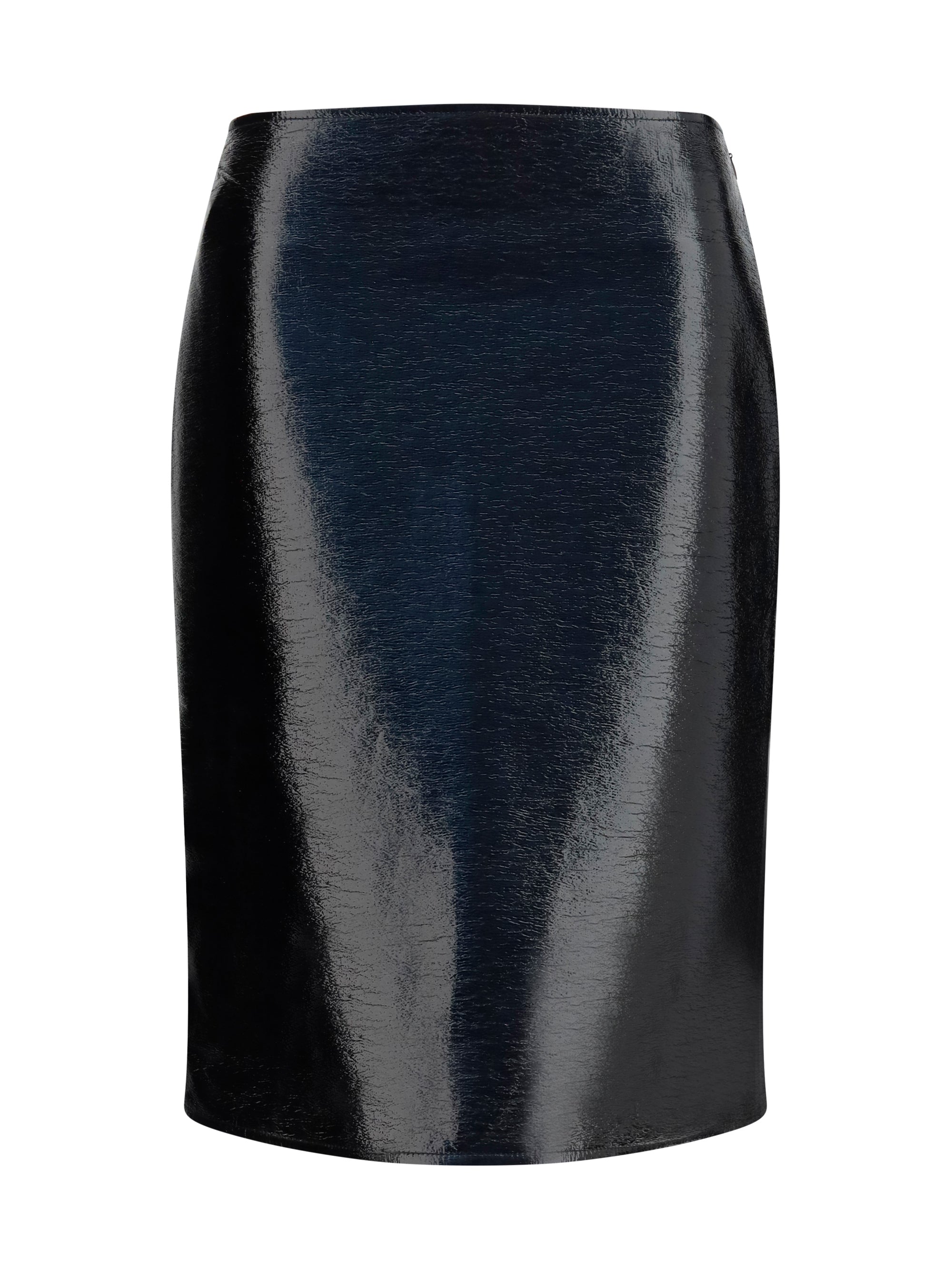 Vinyl Midi Skirt — Black