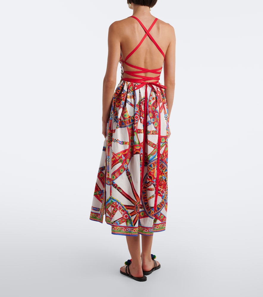 Carretto gathered cotton poplin midi dress