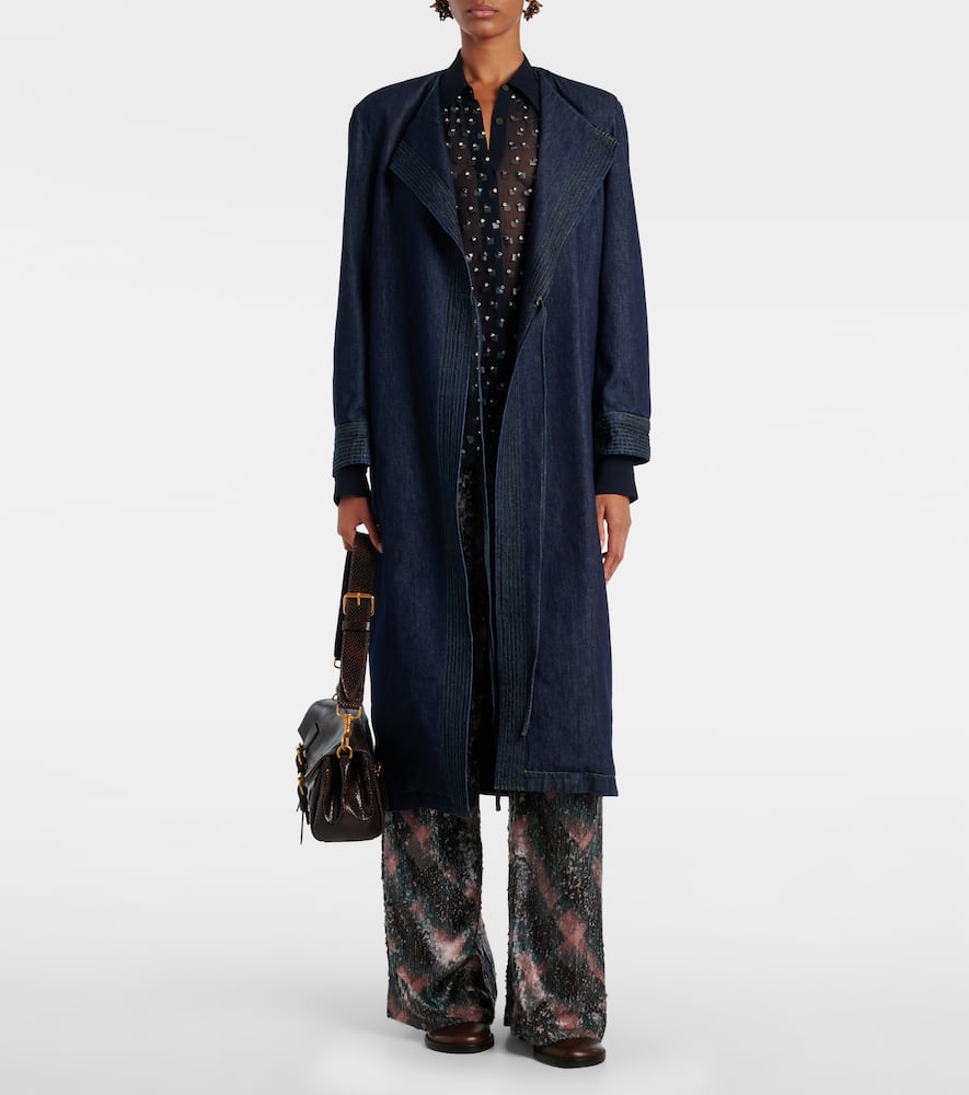 Denim wrap coat