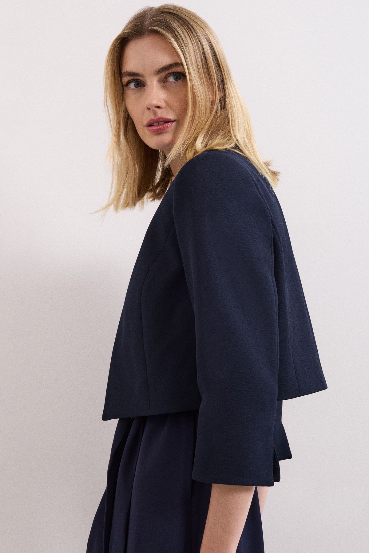 Phase Eight Women's Catherine Cropped 3/4 Sleeve Jacket in Dark Navy