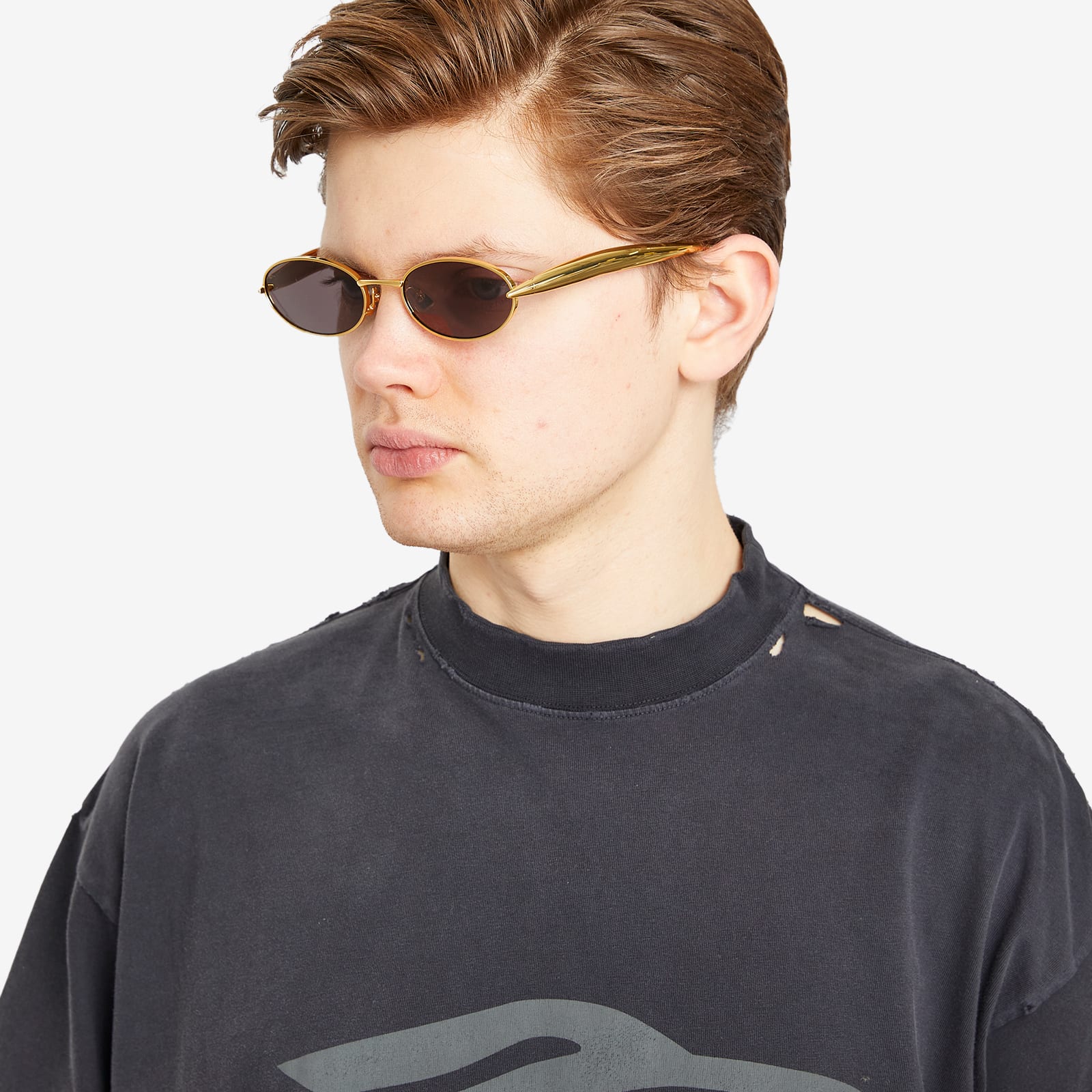 Bottega Veneta Sardine Sunglasses in Gold/Grey 