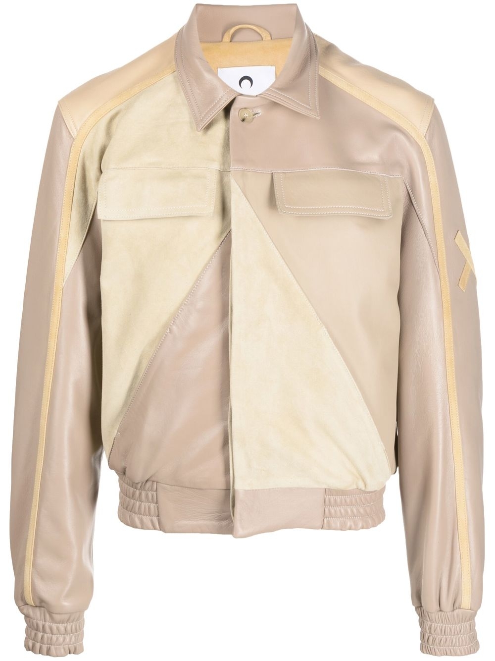 Patchwork deadstock leather jacket - Neutrals
