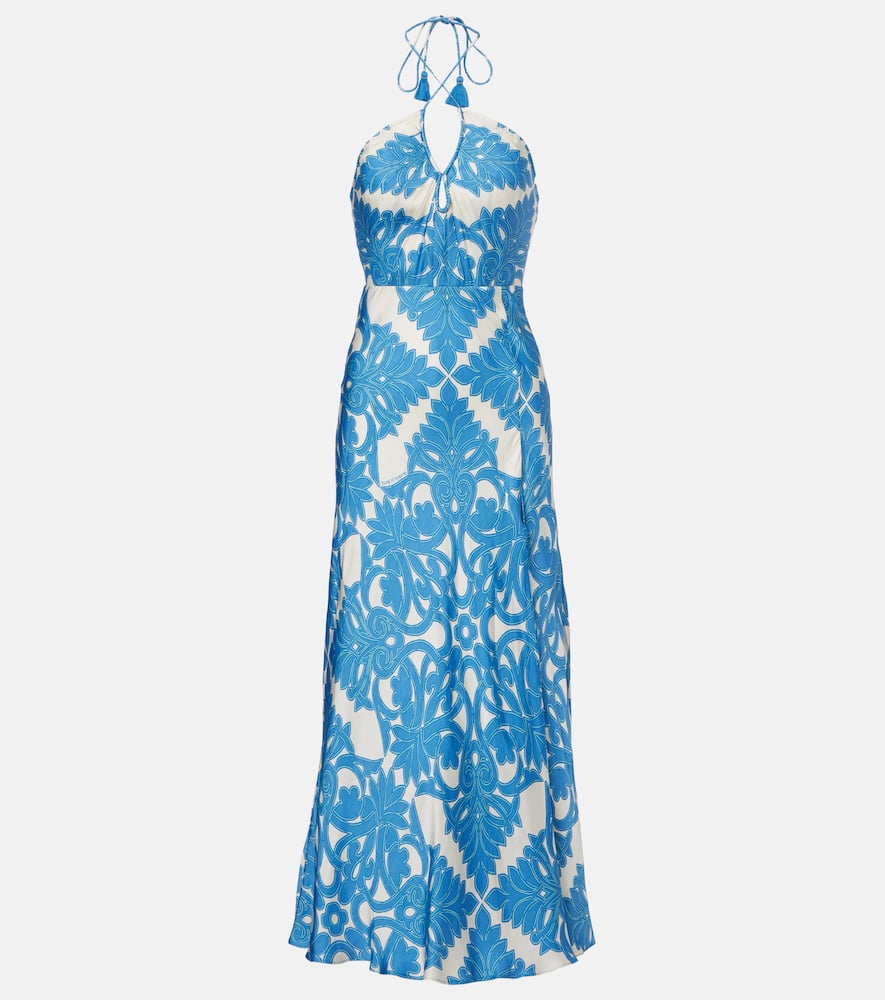 Stella printed satin maxi dress
