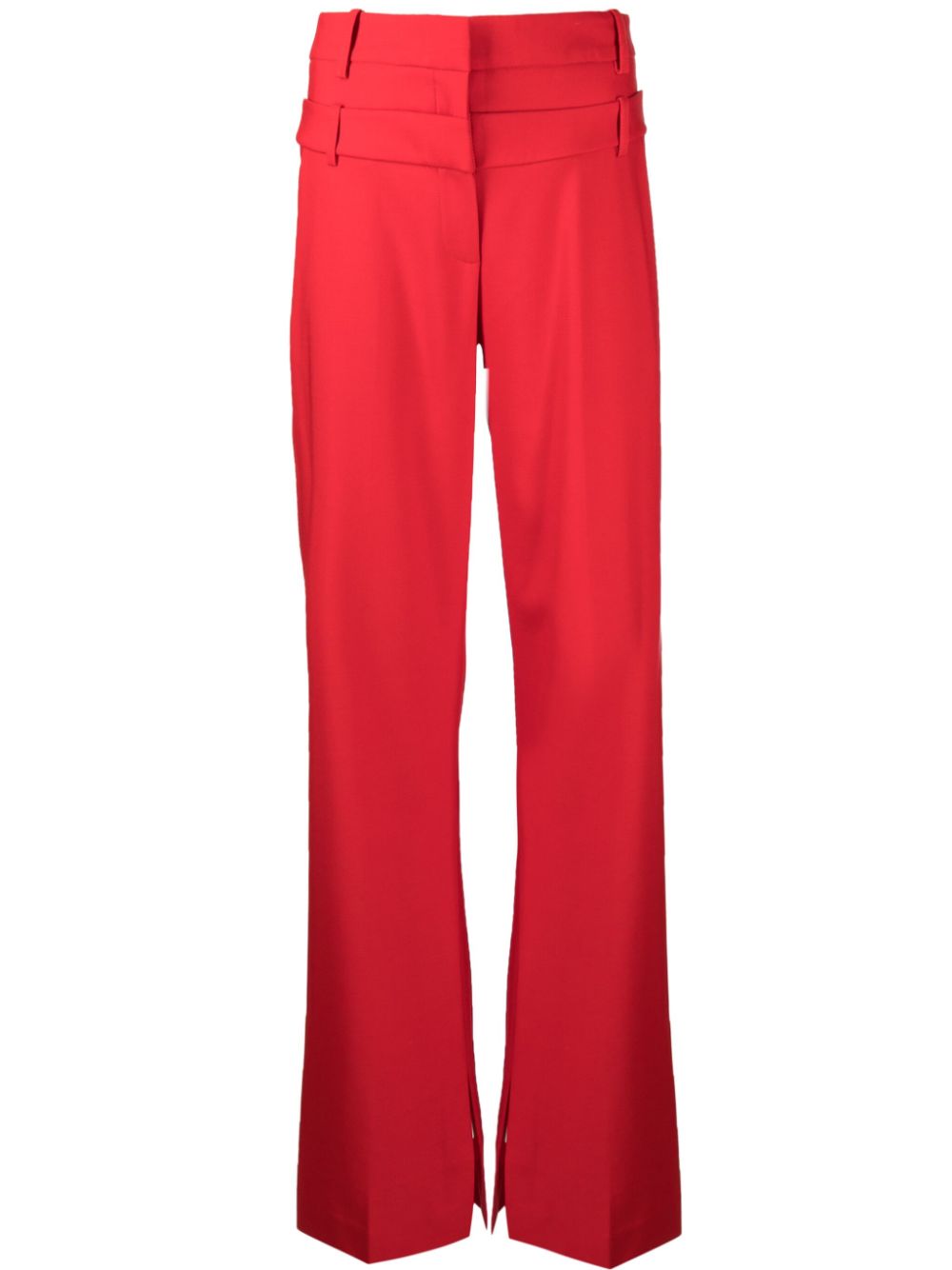 Double-waistband wide-leg trousers - Red