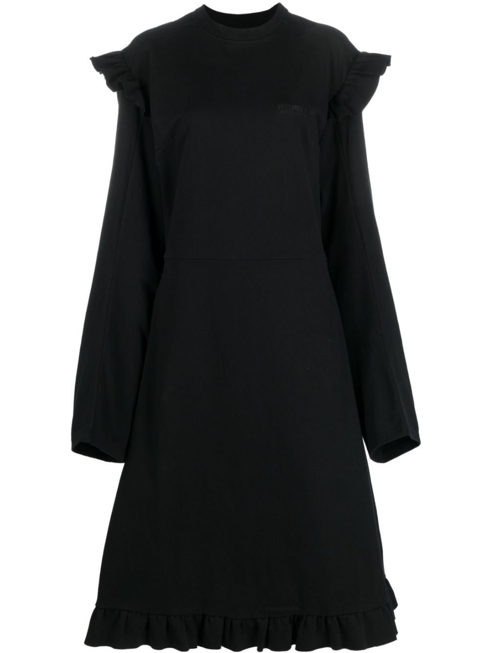 Ruffle-detail midi dress - Black