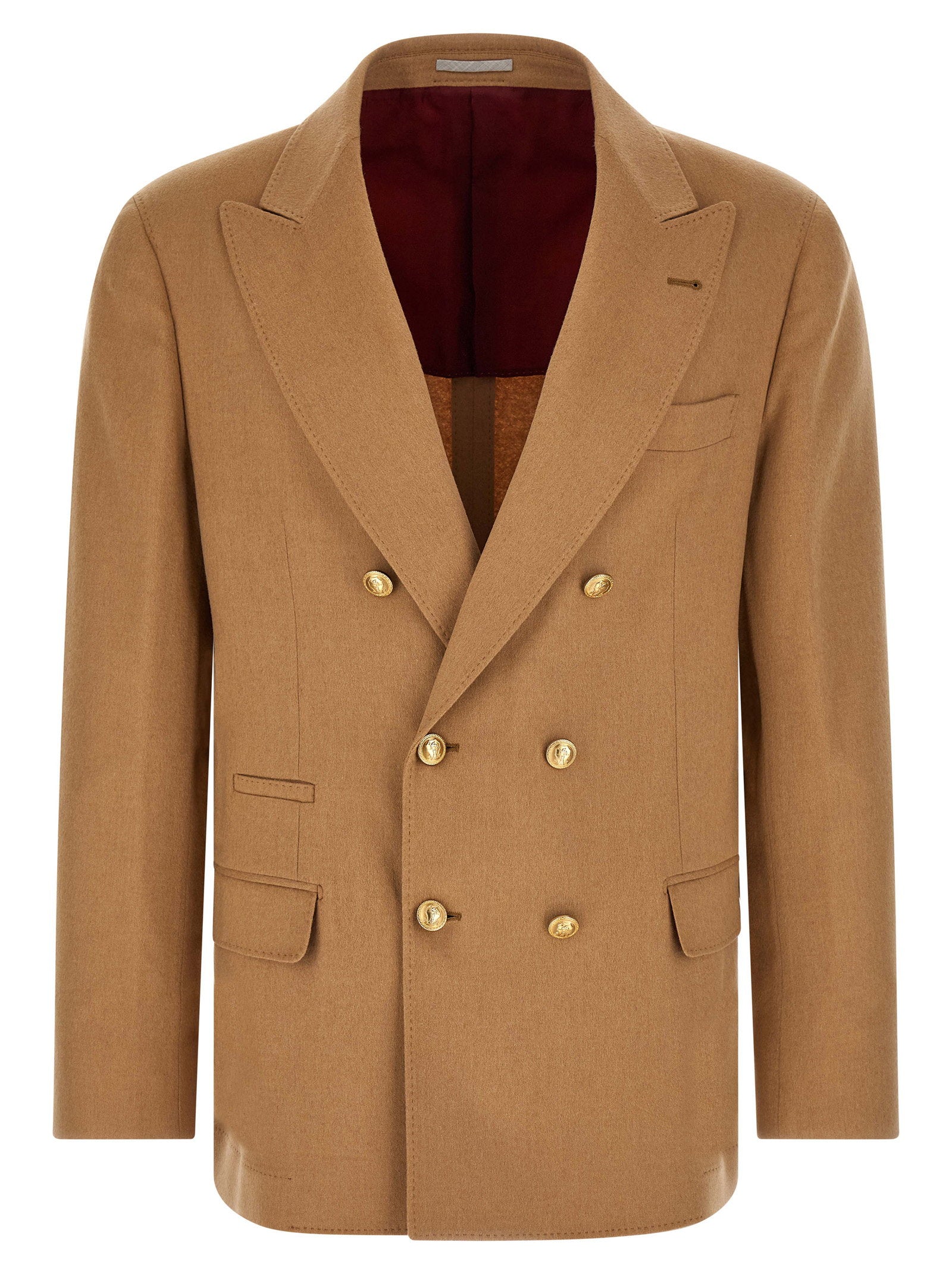 Double-Breasted Camel Blazer — Camel